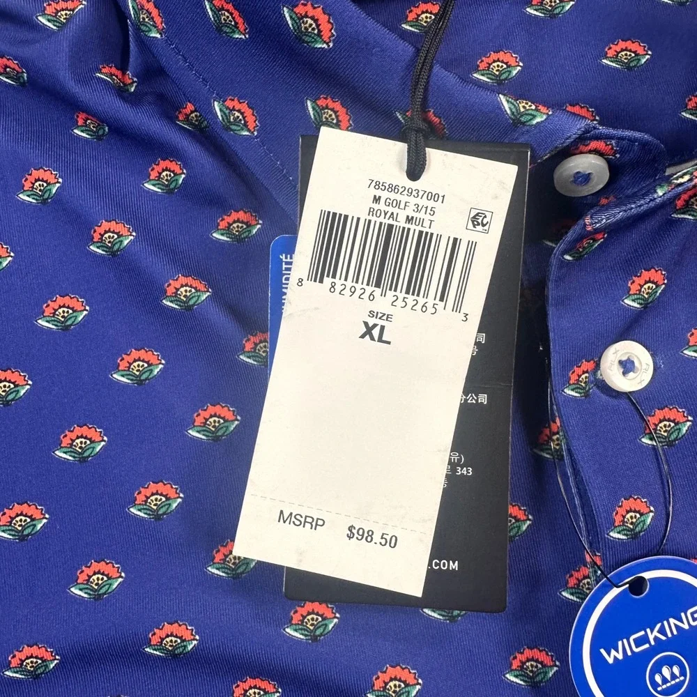 Ralph Lauren RLX Golf Polo Shirt Men's XL Royal AOP Floral Wicking Performance